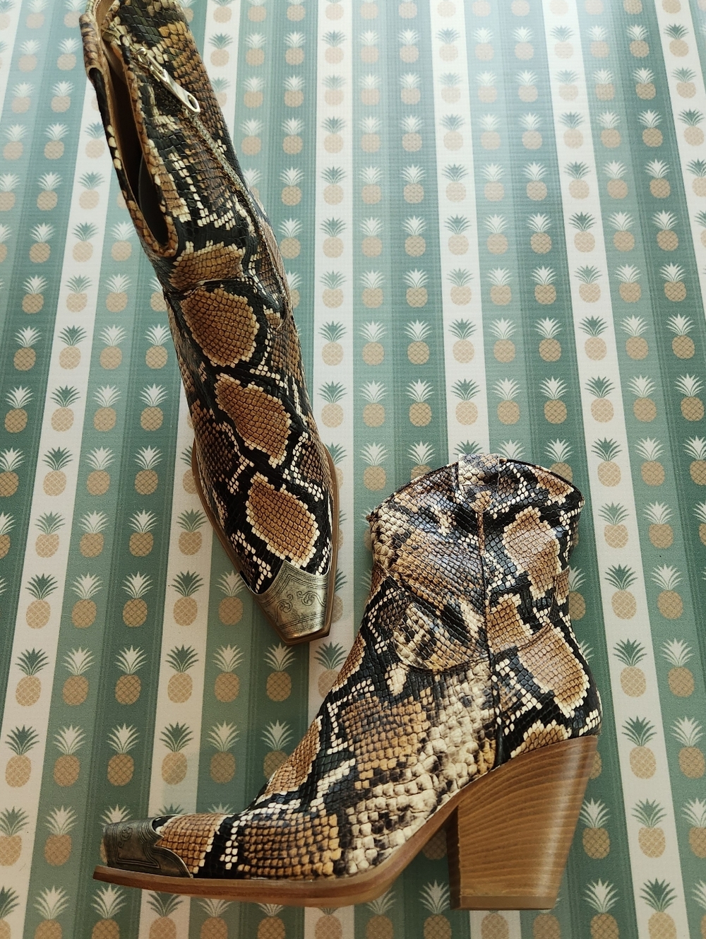Free People Brayden Western Snakeskin Ankle Boots - Picture 6 of 11